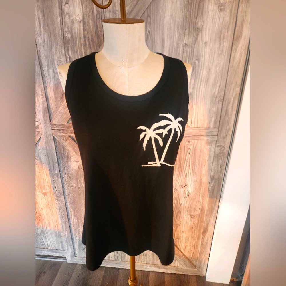 Black Palm Tree Tank Top